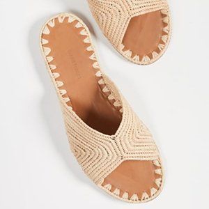 Carrie Forbes Salon Raffia Slide Sandals (Natural) - Size 37